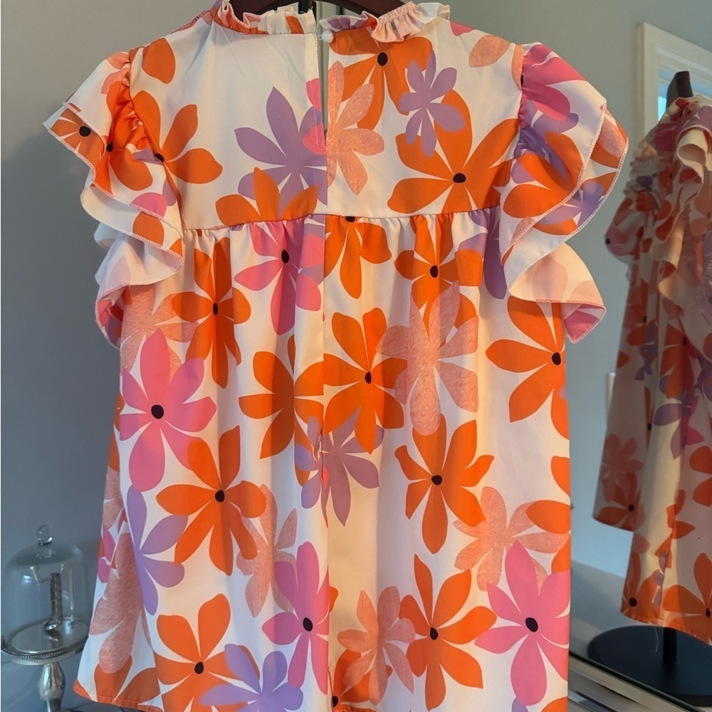 SHEIN  Floral Blouse in Orange and Pink Women’s 1X NWOT - Picture 4 of 8